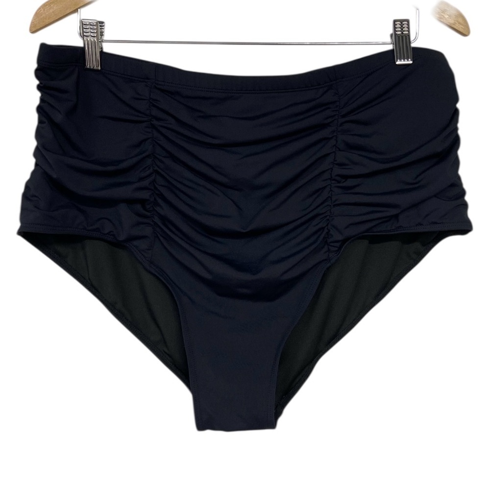 Amazon Black Plus Size Rusched High Waisted Swim Bottoms Size 20W